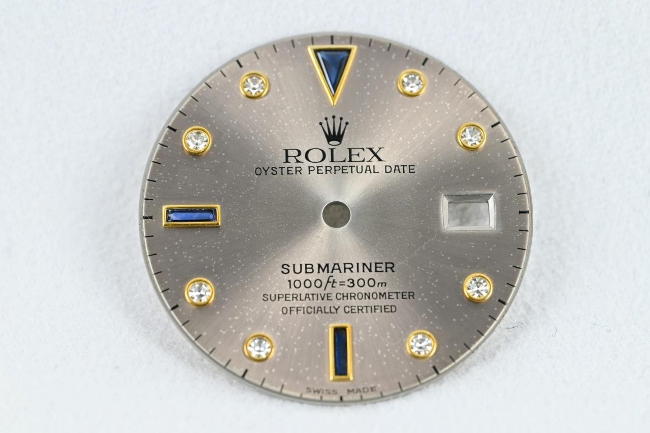 Genuine Rolex Serti Submariner Silver Dial – Diamonds & Sapphires 16803 16613