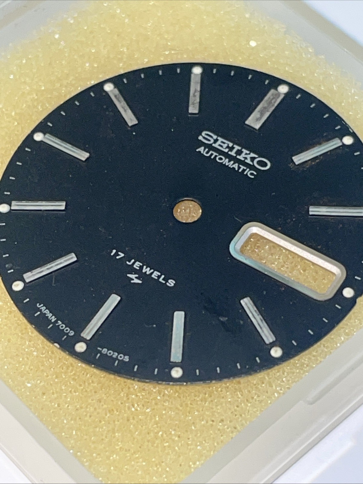 Seiko 7009-8020S Black Automatic Watch Dial 17 Jewels One Dial Foot Broken
