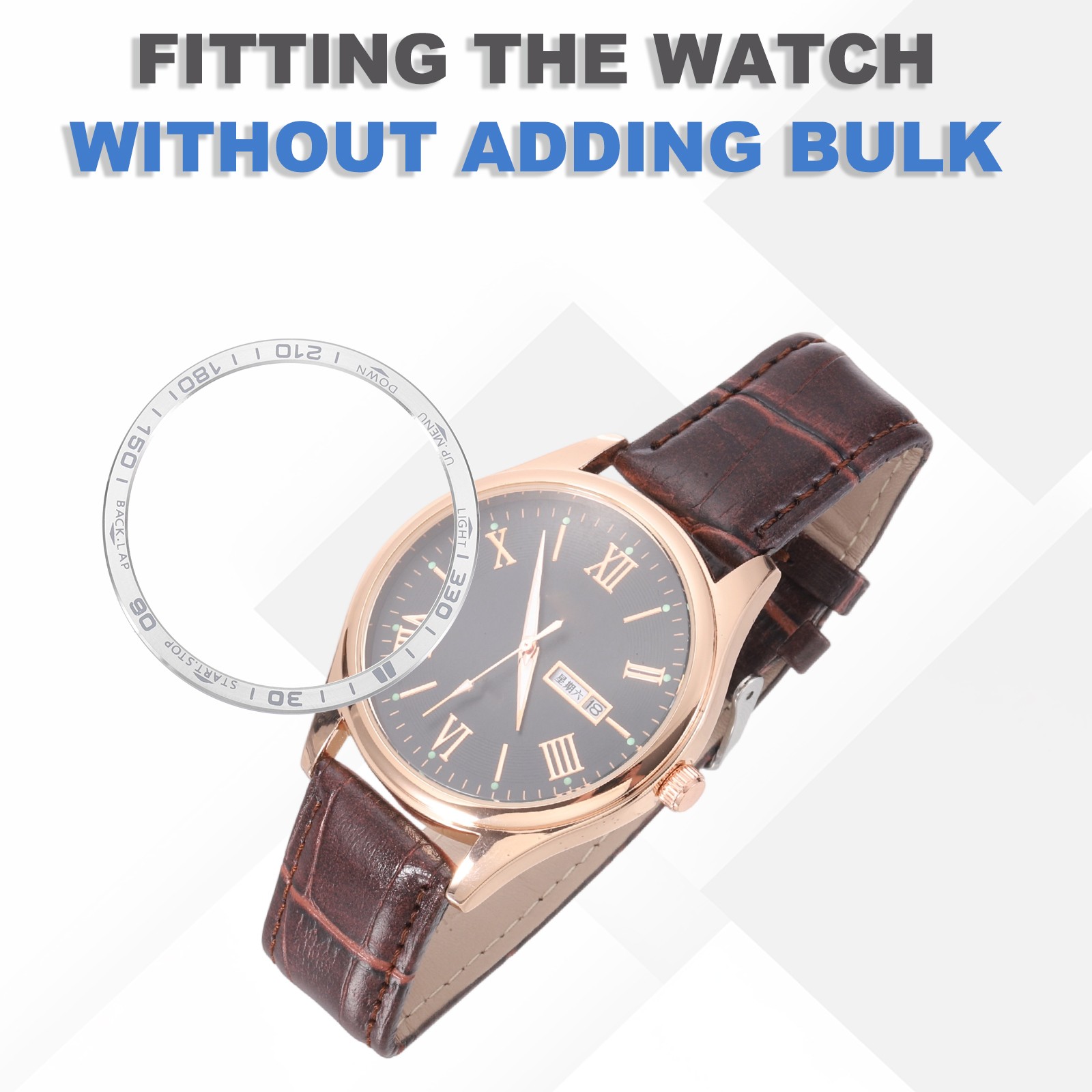 47mm Watch Bezel Stainless Steel Watch Bezel Ring Amoled Display Silver/Gray