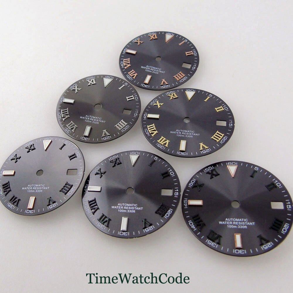 29mm Gray Sunburst Watch Dial Face Accessories for NH35 NH36 Automatic Movement