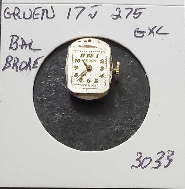 WOMANS GRUEN 17j 275 GXC WRIST WATCH MOVEMENT #3033