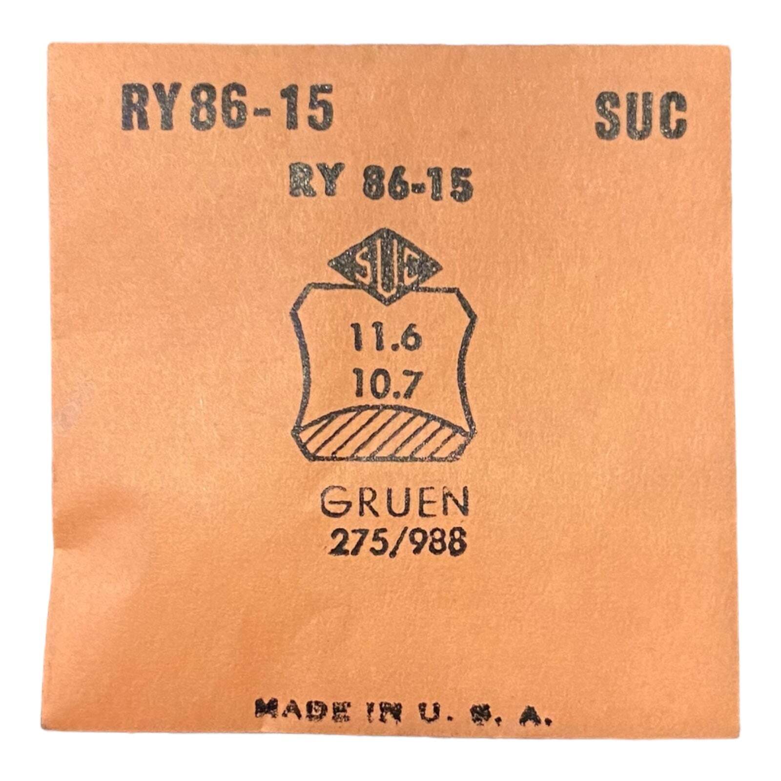 SUC RY86-15 Watch Crystal 11.6×10.7 NOS Part Rocket Cylinder Gruen