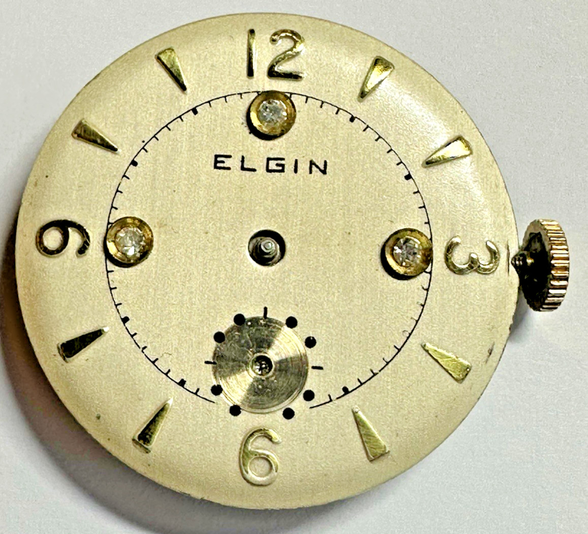 Vintage 1924 ELGIN 7J Gr. 430 Movement DIAMOND DIAL For Parts Repair J15