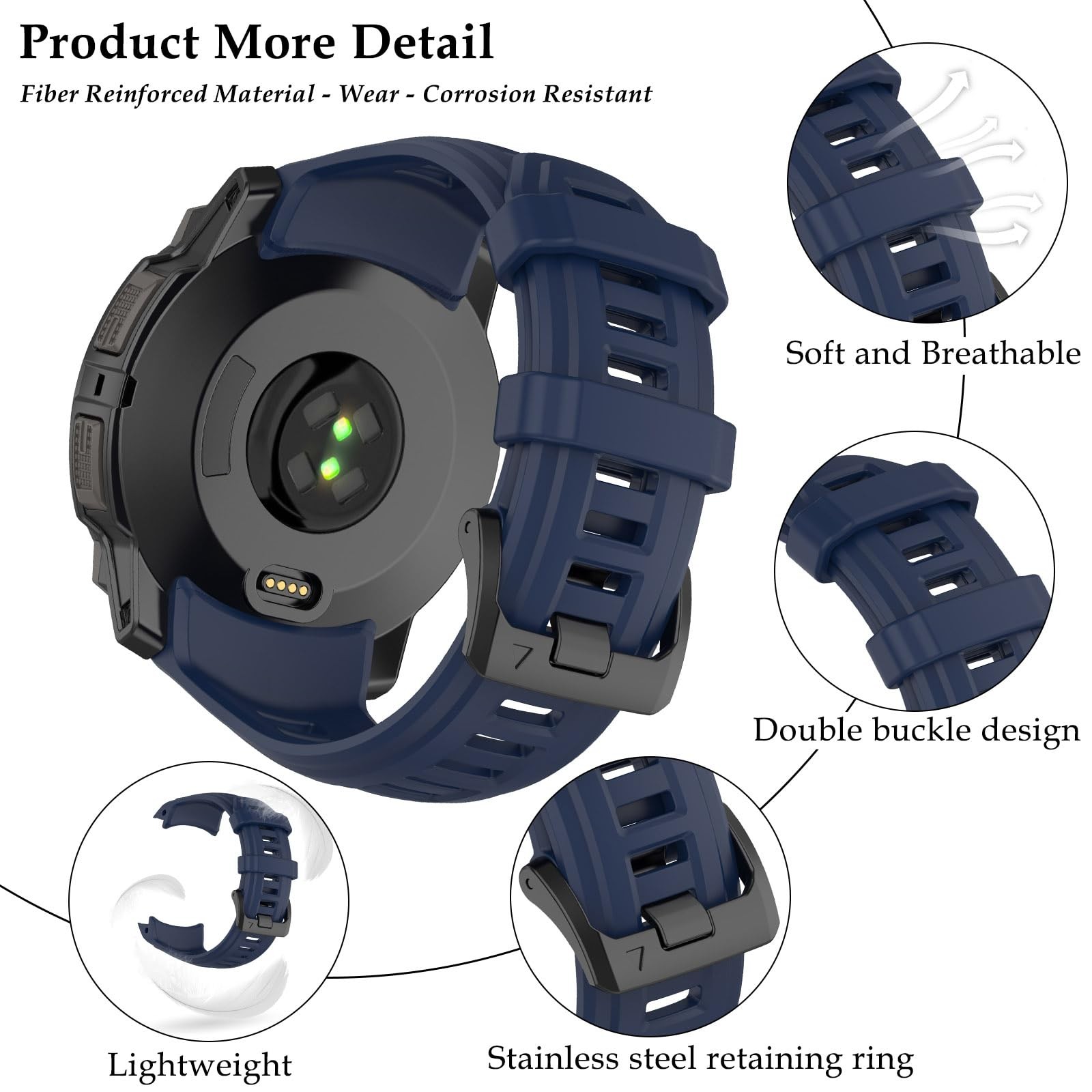 TopPerfekt Band Compatible with Garmin Instinct 3 45mm/50mm, Soft Silicone Re…