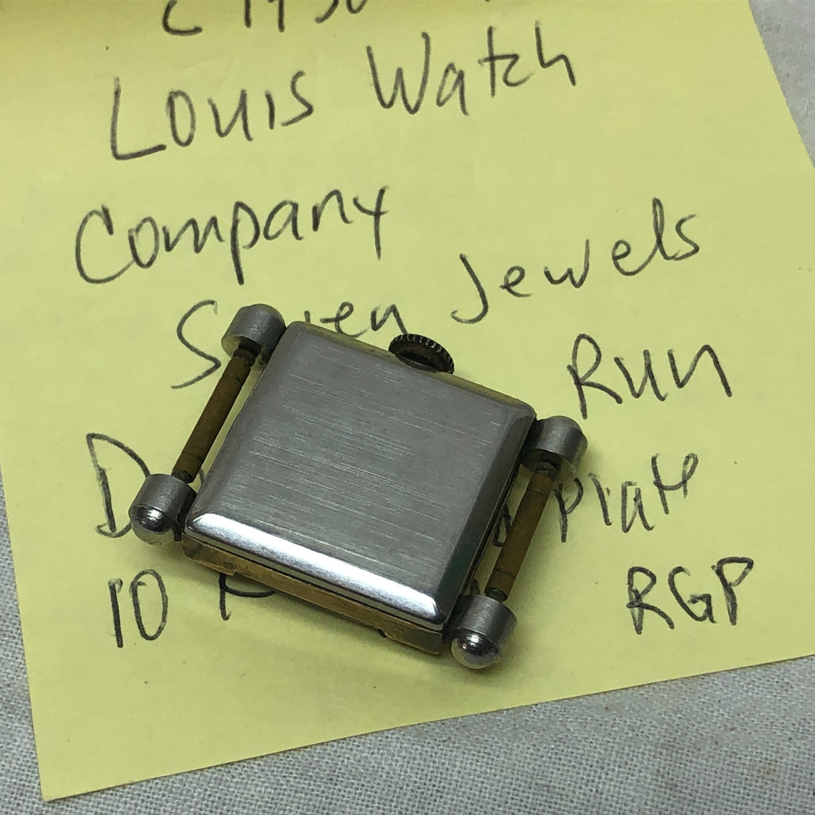 Vintage 1930-40’s Louis Watch Company 10k R Gold Plate For Parts or Repair