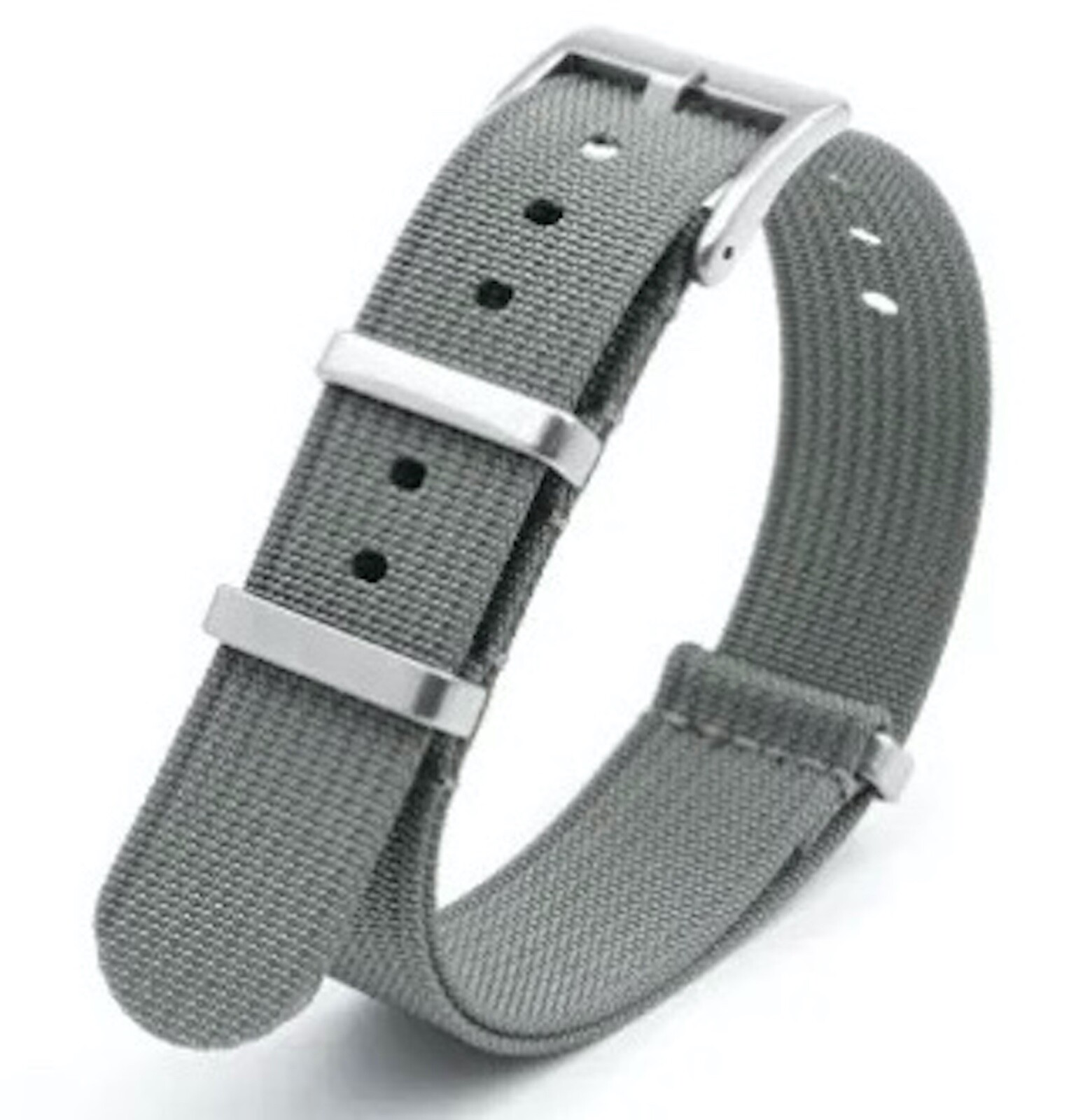 WJB Ribbed Nylon Military Style Watch Strap Large Brushed Buckle – 20 and 22mm
