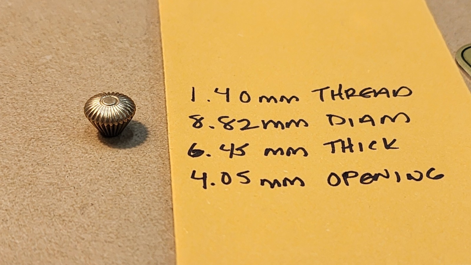 Fancy Vintage NOS Pocket Watch 1.4mm Thread Yellow Crown-8.82mm Diameter