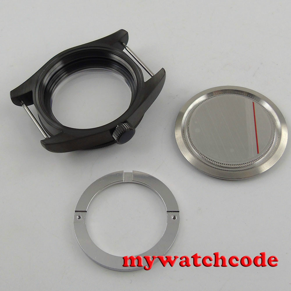 41mm sterile PVD black bay date Case Set for ETA 2824 2836 movement C124