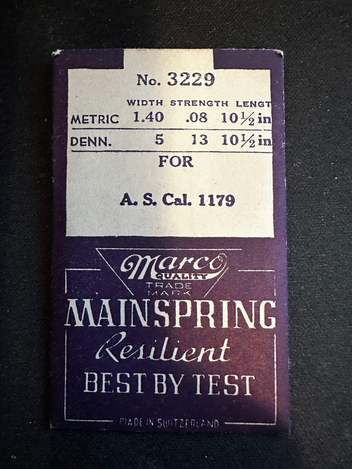 Marco Mainspring #3229 for Font 189, Benrus V, A. Michel 115, Wittnauer 8PW – St