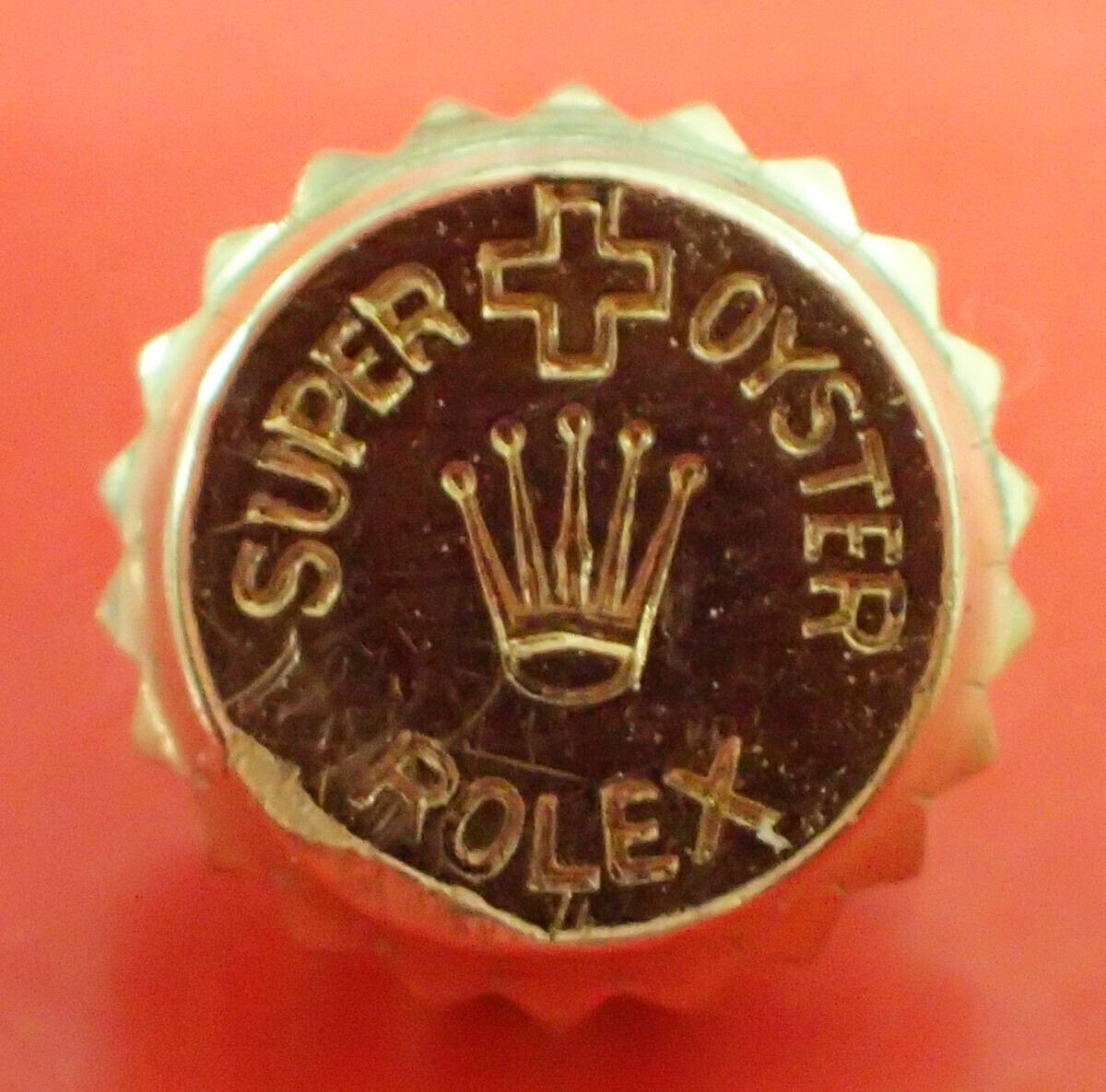 Used ROLEX Super Oyster Crown 6mm Gold Genuine for Bubble Back/Royal