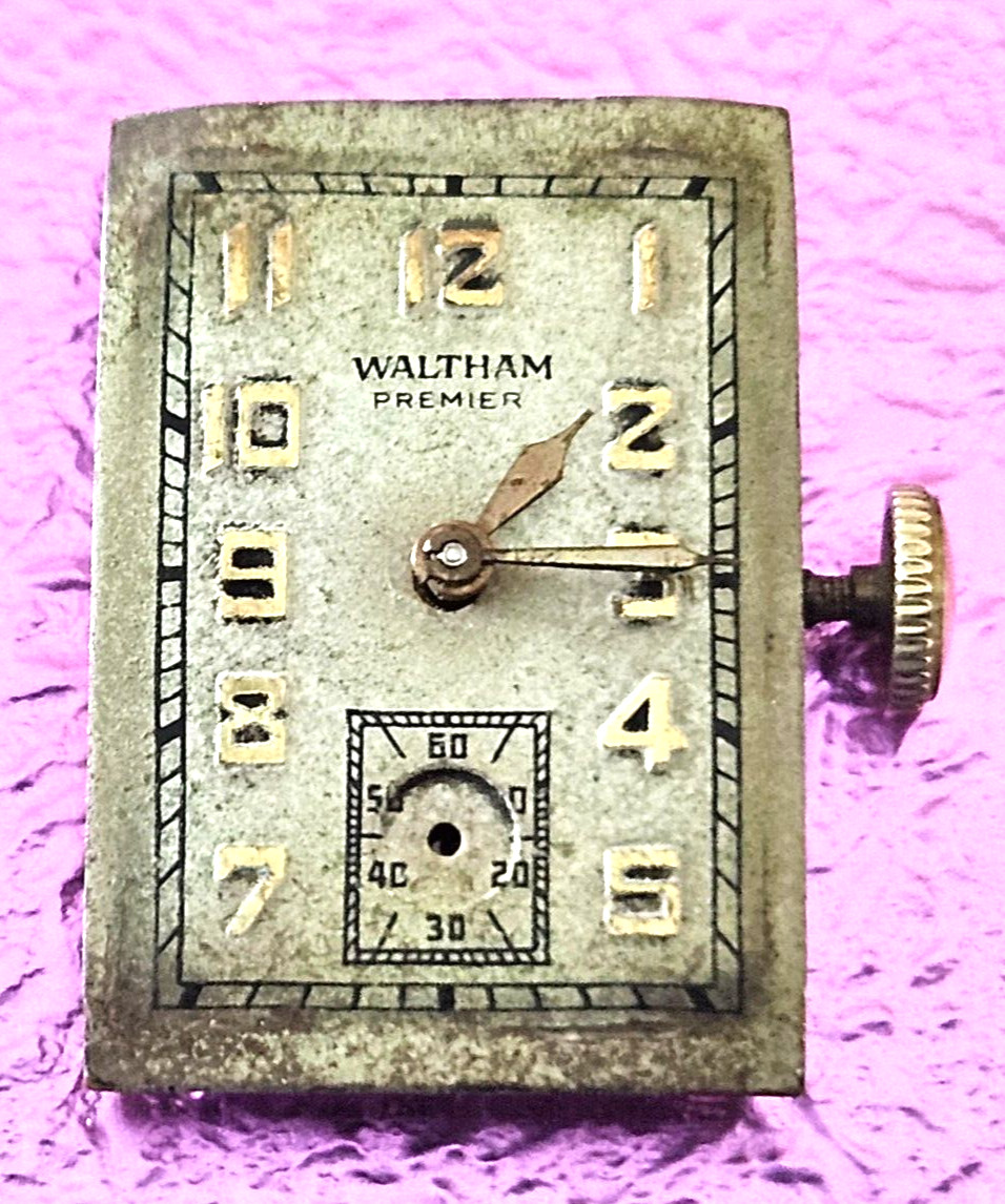 VINTAGE~WALTHAM PREMIER~17J USA WATCH MOVEMENT (RUNNING) 104
