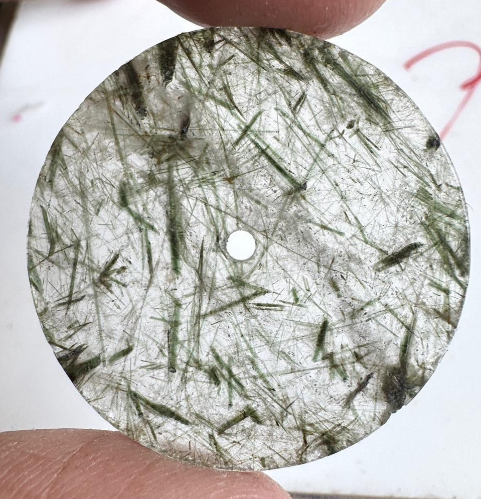black and green Rutile Watch Dial: Polished Gemstone, 31.5 mm Round GMC-477