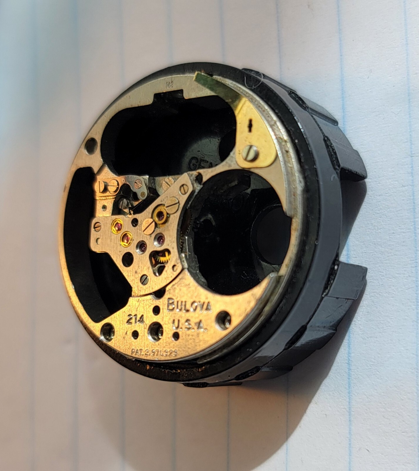 Vintage Bulova Accutron 214 Part 709 Movement Pillar Plate USA M8 1968