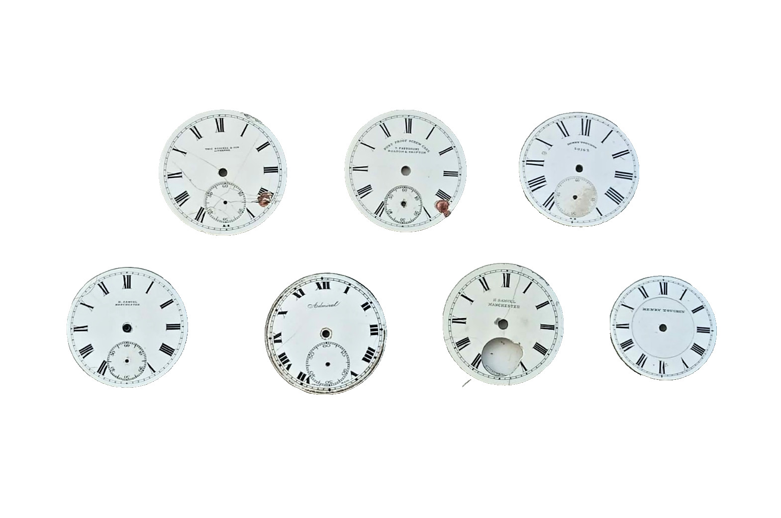 Antique Gents Pocket Watch Enamel Dials Job Lot inc H. Samuel Fattorini Touchon