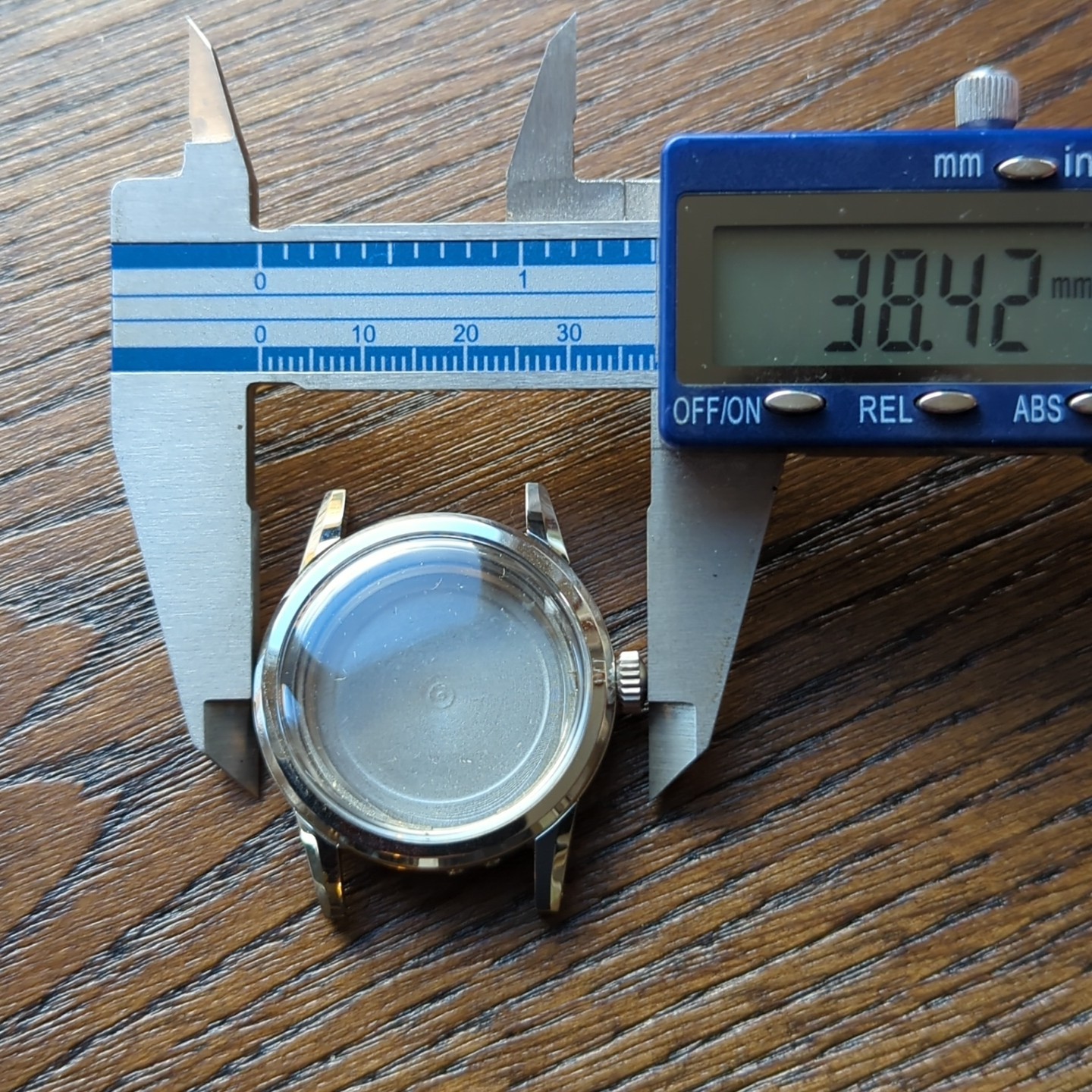 Swiss FHF 73 Ajustor Watch Case, 35mm, All Steel New Old Stock Parts (WT)