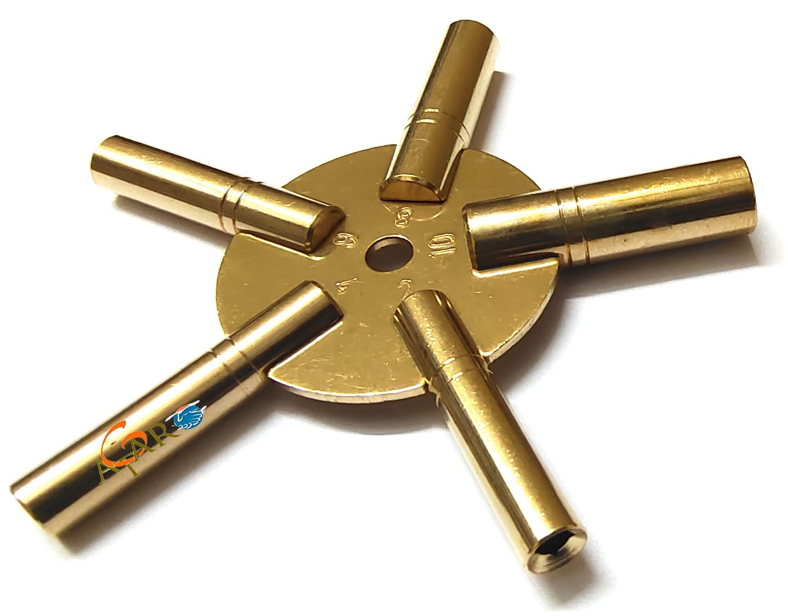 Universal Brass Wall Clock Key 5 Prong Even Number Master Clock Winding Key