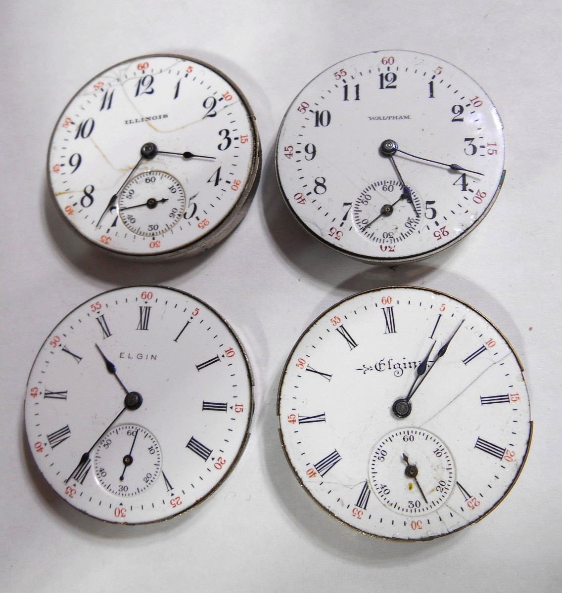lot of 0s pocket watch movements 4 repair waltham illinois elgin elgin