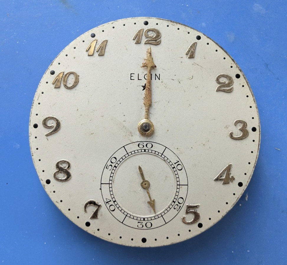 VINTAGE 12 SIZE ELGIN GRADE 495 POCKET WATCH MOVEMENT NOT RUNNING