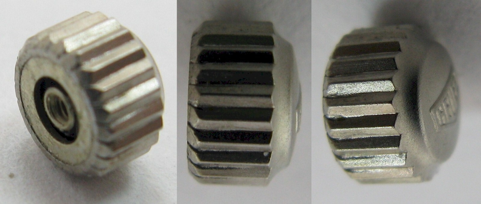 Heuer crown in matte stainless steel diameter 4.4 mm, * tap 10 *