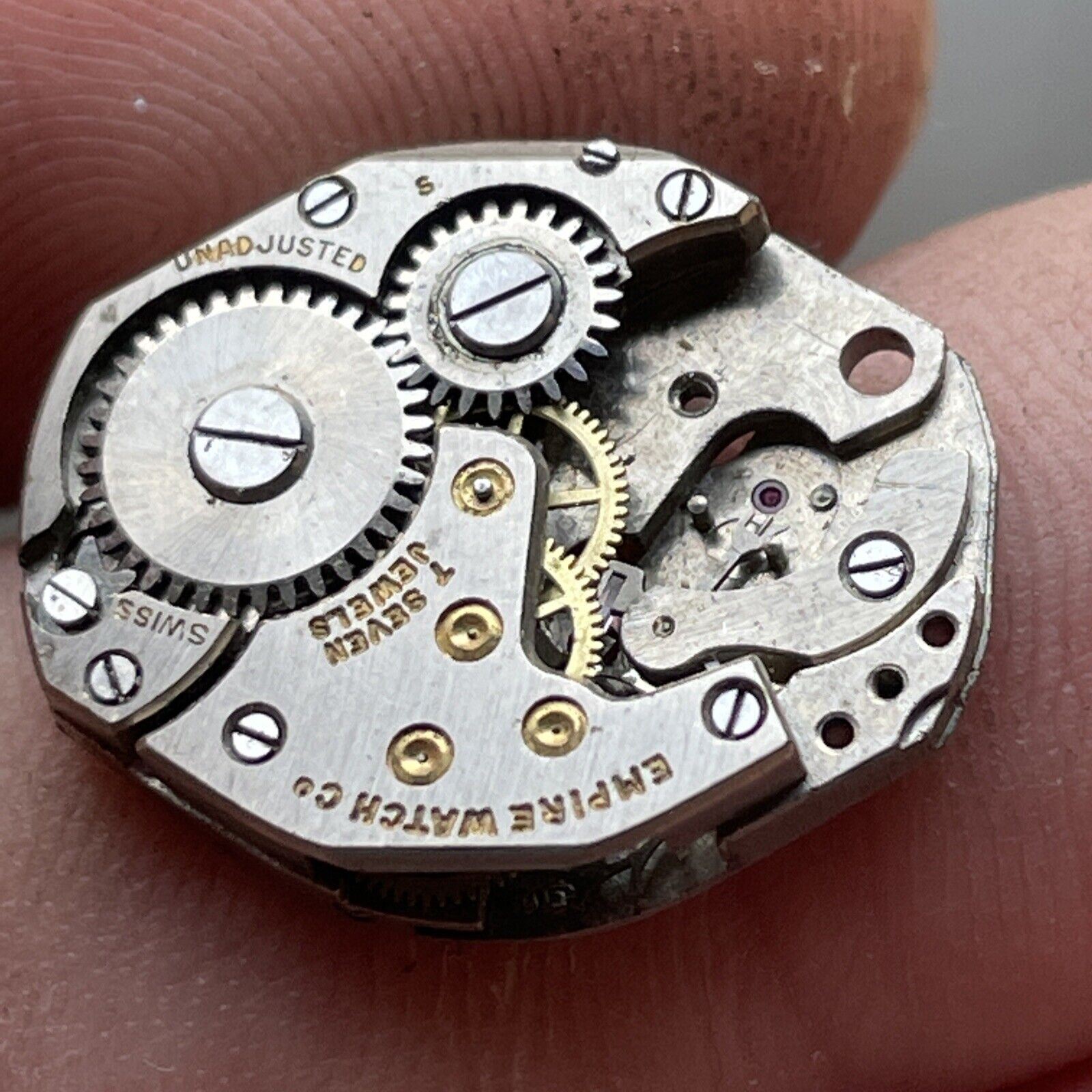 VTG Empire Watch Co. 7 Jewels Swiss Unadjusted Movement PARTS