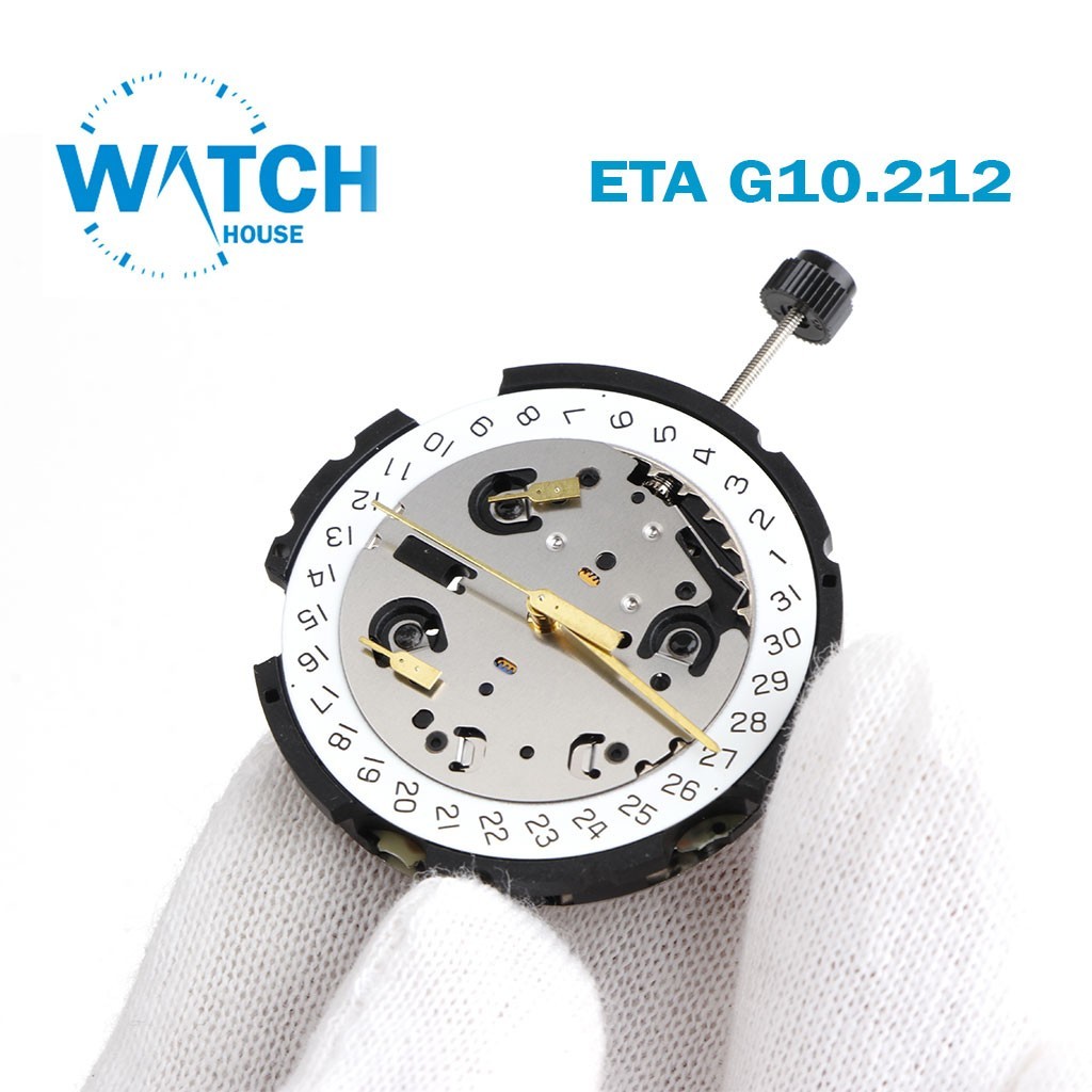ETA G10.212 AB Swiss Movement-Chronograph-White Date Disk at 4 (Horizontal).