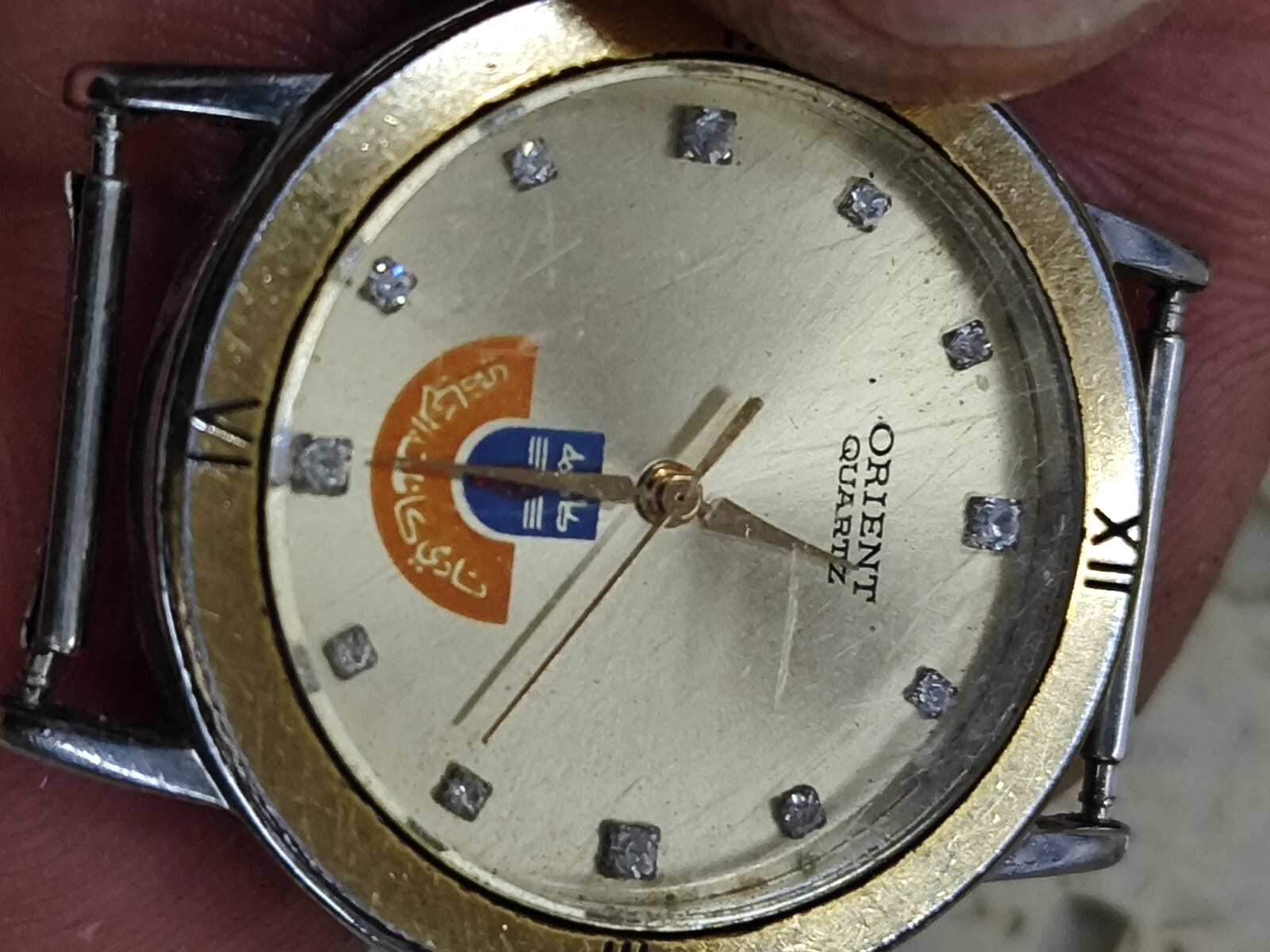 Vintage Orient quartz watch Logo Kazma Sports Club 1995 Not work 29mm