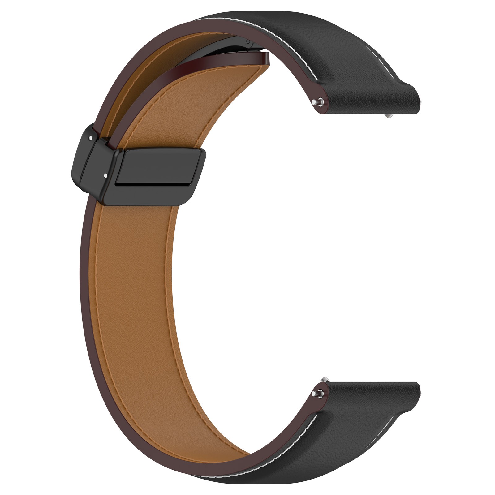 Leather Watch Strap with Folding Buckle for Huawei/Samsung Galaxy/Amazfit Series