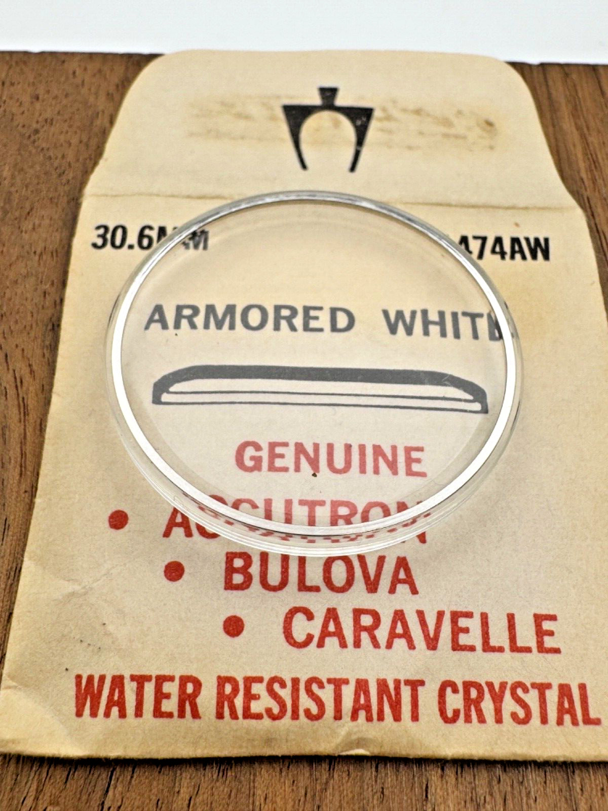Genuine Bulova Accutron Part 1474 AW Armored White Water Resistant Crystal NOS