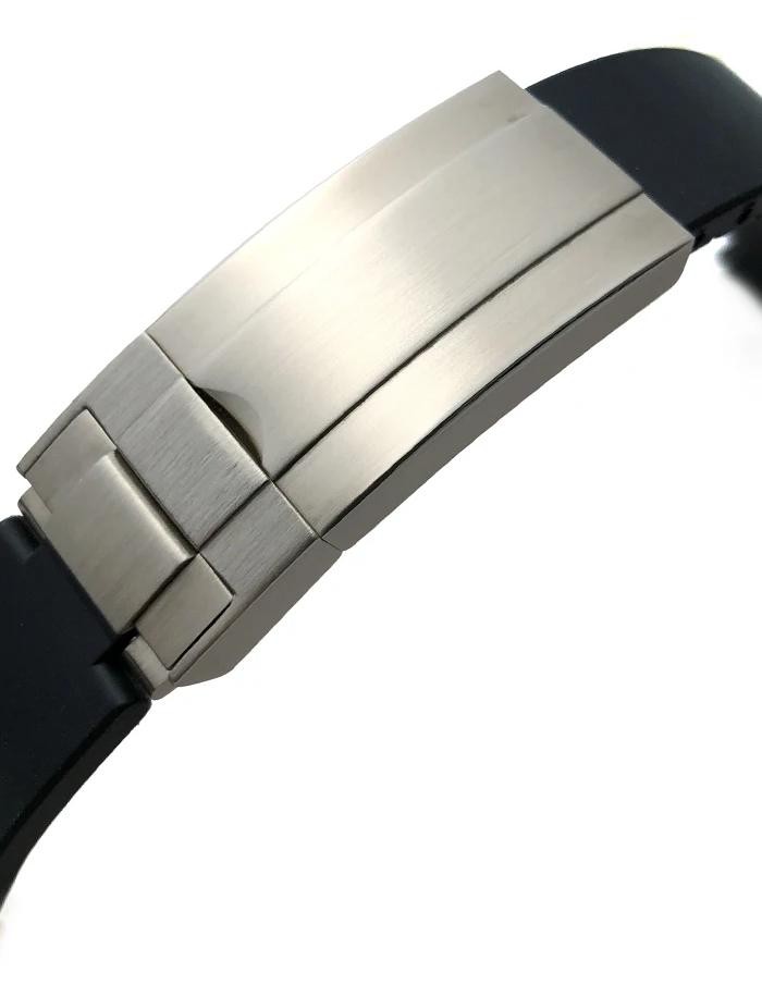 New 20mm/ 21mm/ 22mm Black Silicone Rubber Watch Strap Band for Rolex Oyster