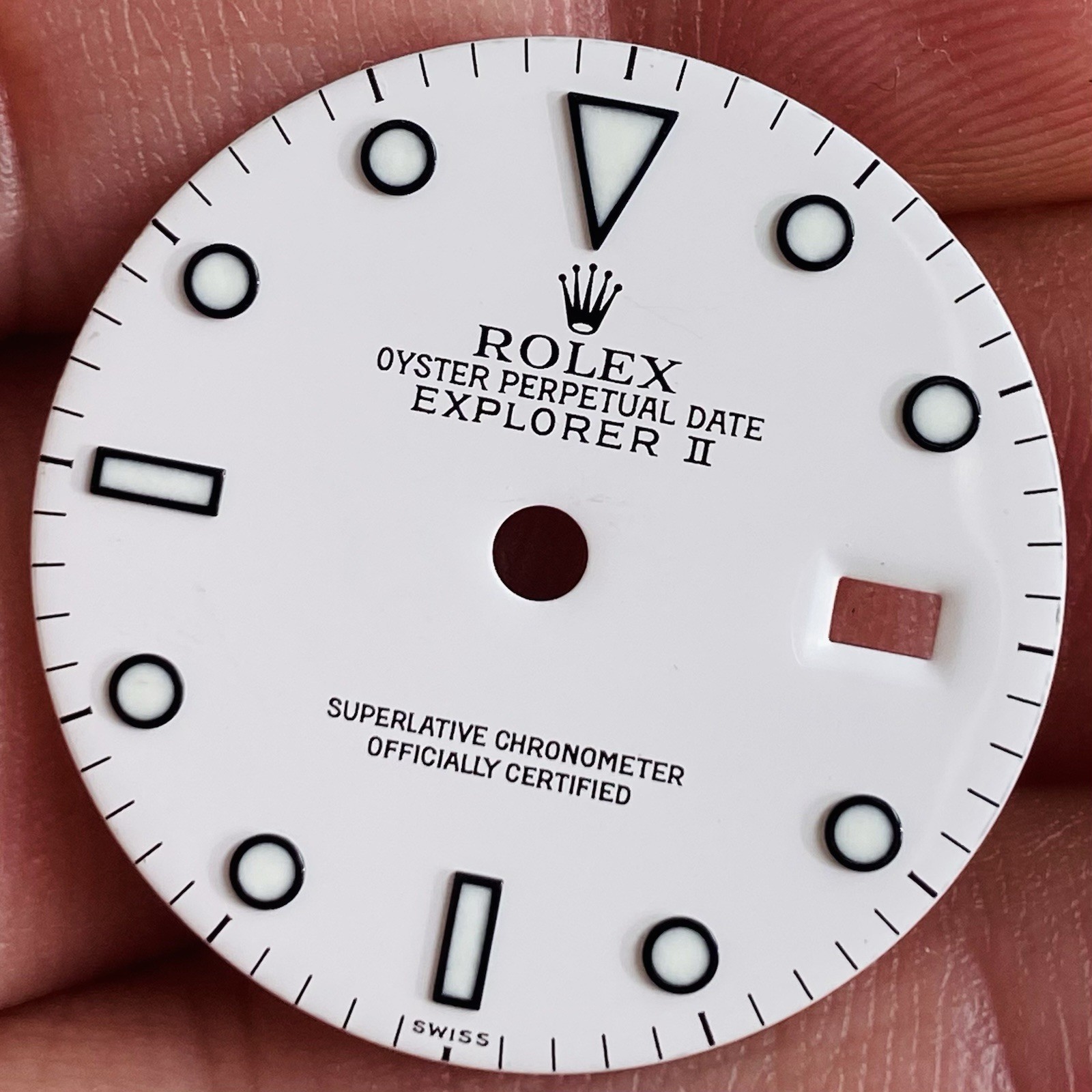 Rolex White Dial Swiss Only Luminova For Explorer 2 Model Ref 16570 & 16550