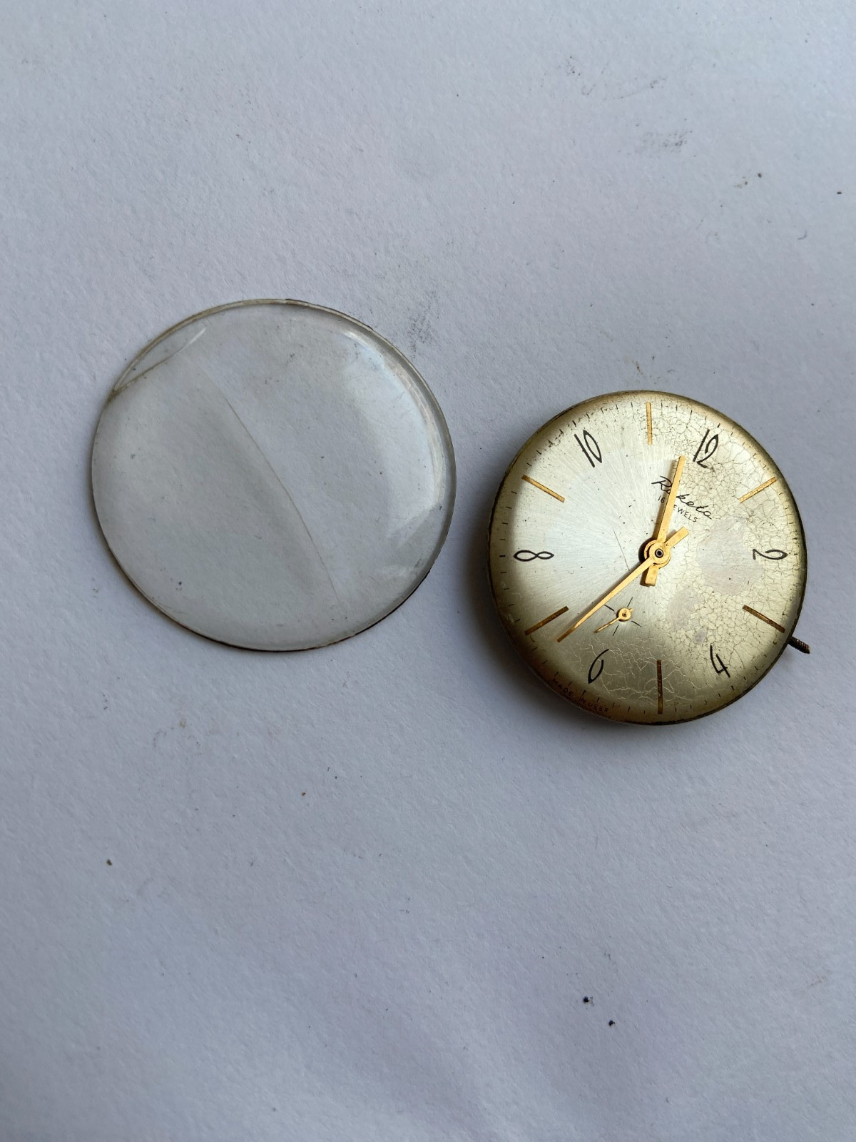 VINTAGE MEN WRIST WATCH FOR PARTS MOVEMENT RAKETA PAKETA USSR 16 JEWEL CAL. 2603