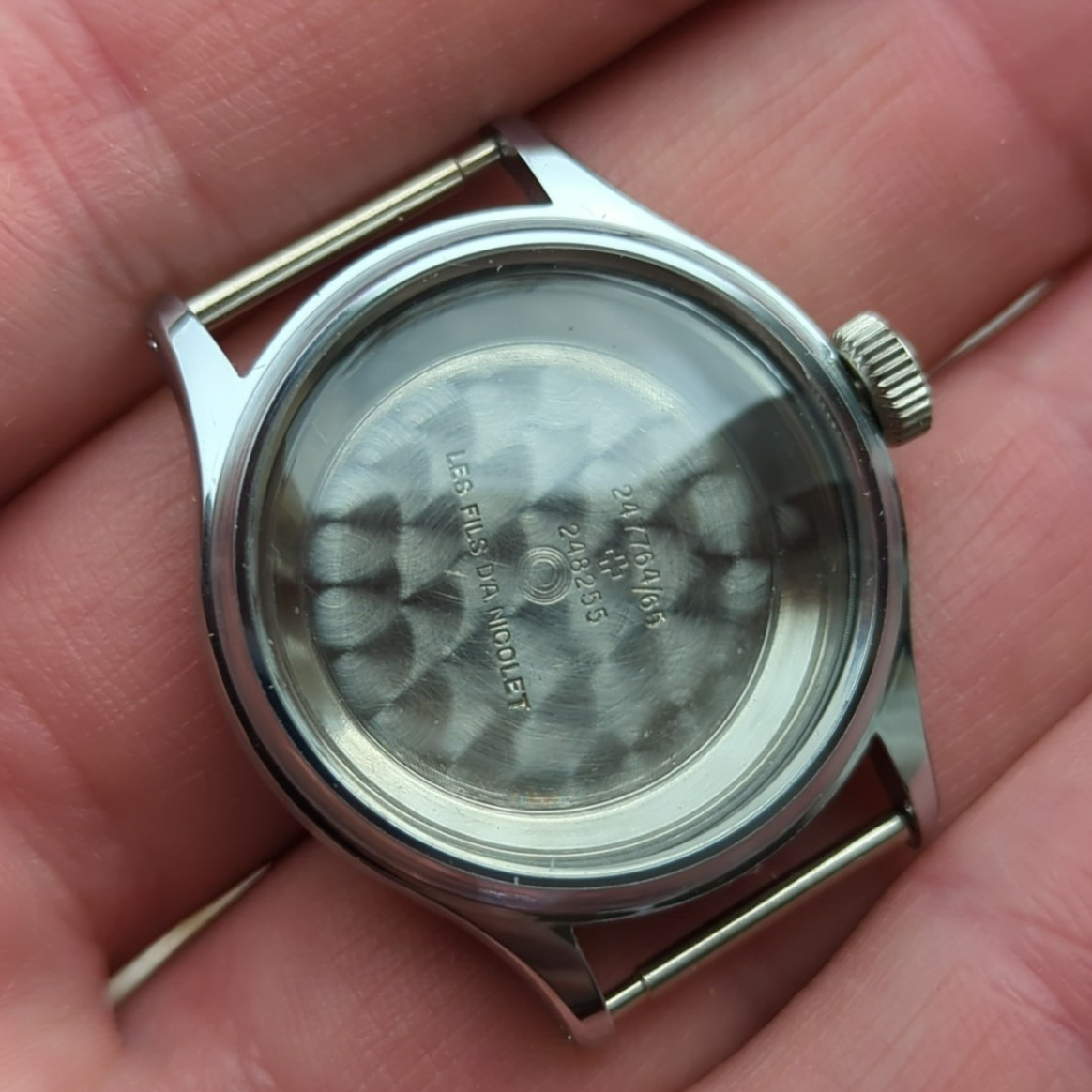 A. Nicolet Vintage 1940s Waterproof Watch Case NOS Swiss 31mm Patent (REF:WC)