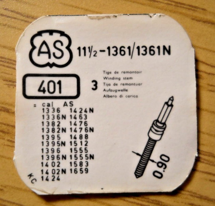 AS A Schild Watch Part #401 – 11 ½ – Calibre 1361/1361N – Winding Stem – Repair
