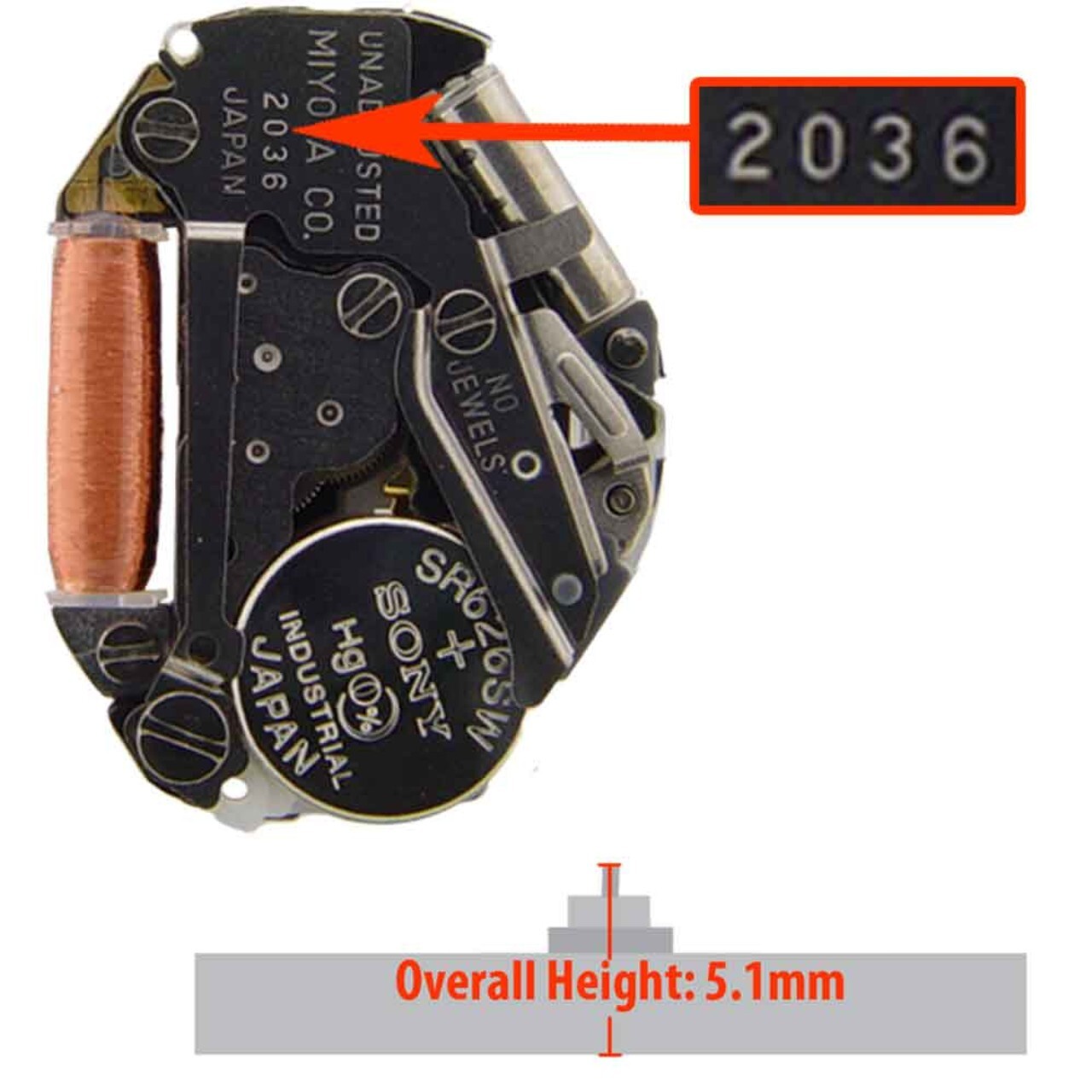 MIYOTA 2036 Quartz Watch Movement Japan Made 3 Hands HCP Original