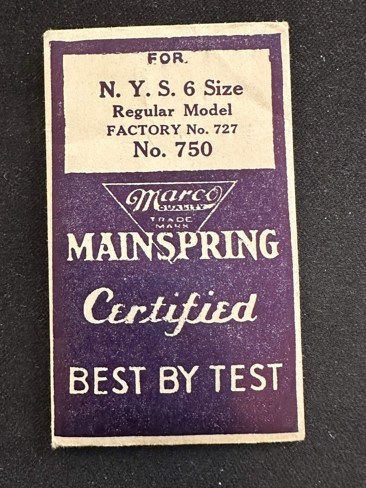Marco Mainspring #750 for NY Standard 6s New Model No. 727 – Steel