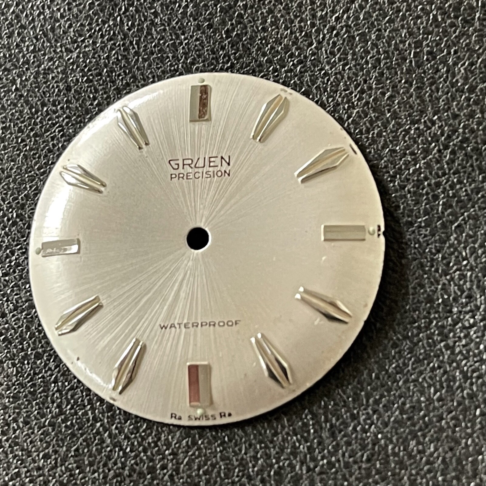 Vintage Gruen 510 starburst watch dial raised silver markers 28.9mm 1950s NOS