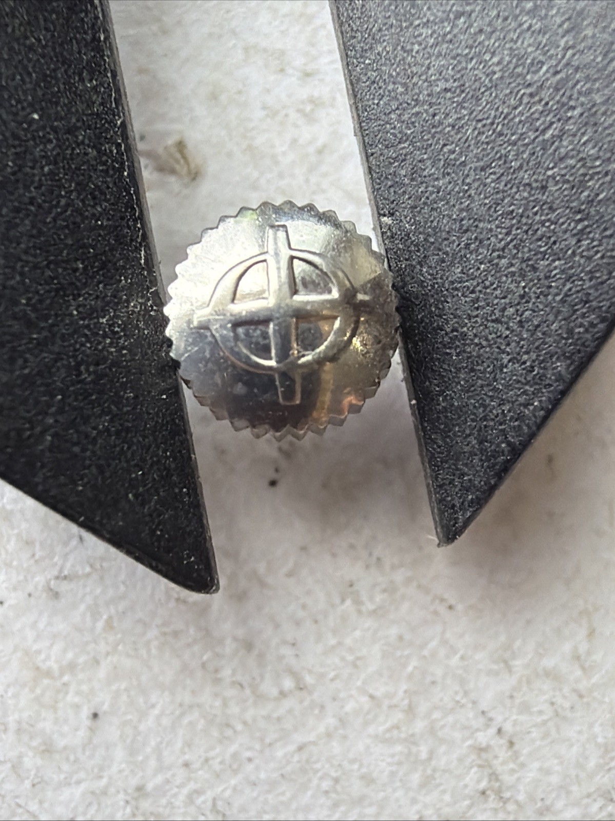 AT83 4.4mm VTG Zodiac SilverTone Watch Crown In Excellent Condition Sold As Is**