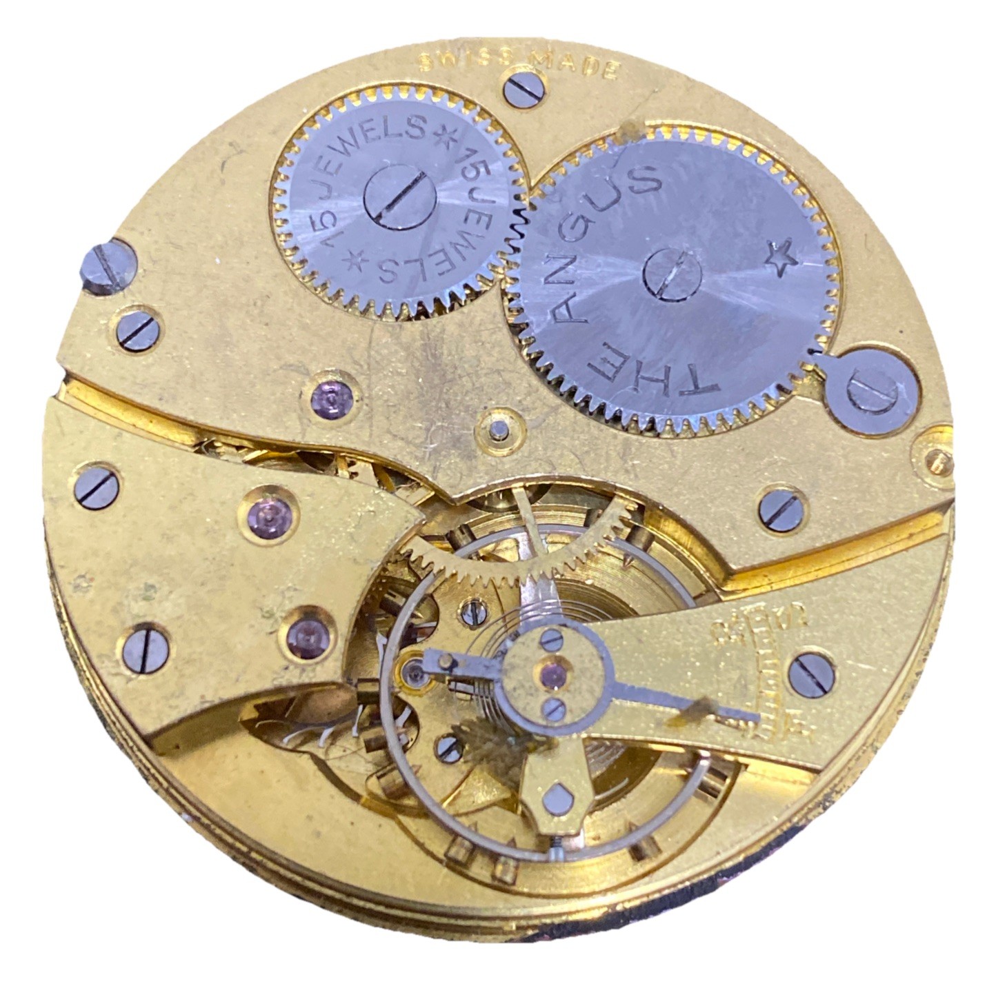The Angus Pocket Watch Movement 16s 15j Hunter Ticking Swiss F8661