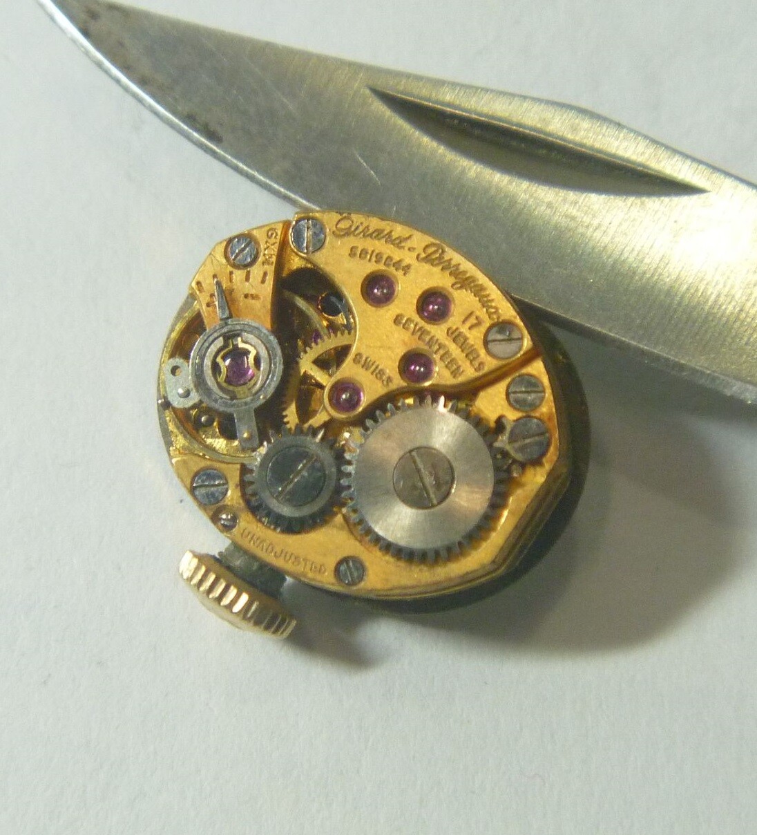 1950s Girard-Perregaux 17 Jewels 5 1/2 Ligne Lds Movement, Dial Hands 4Parts!