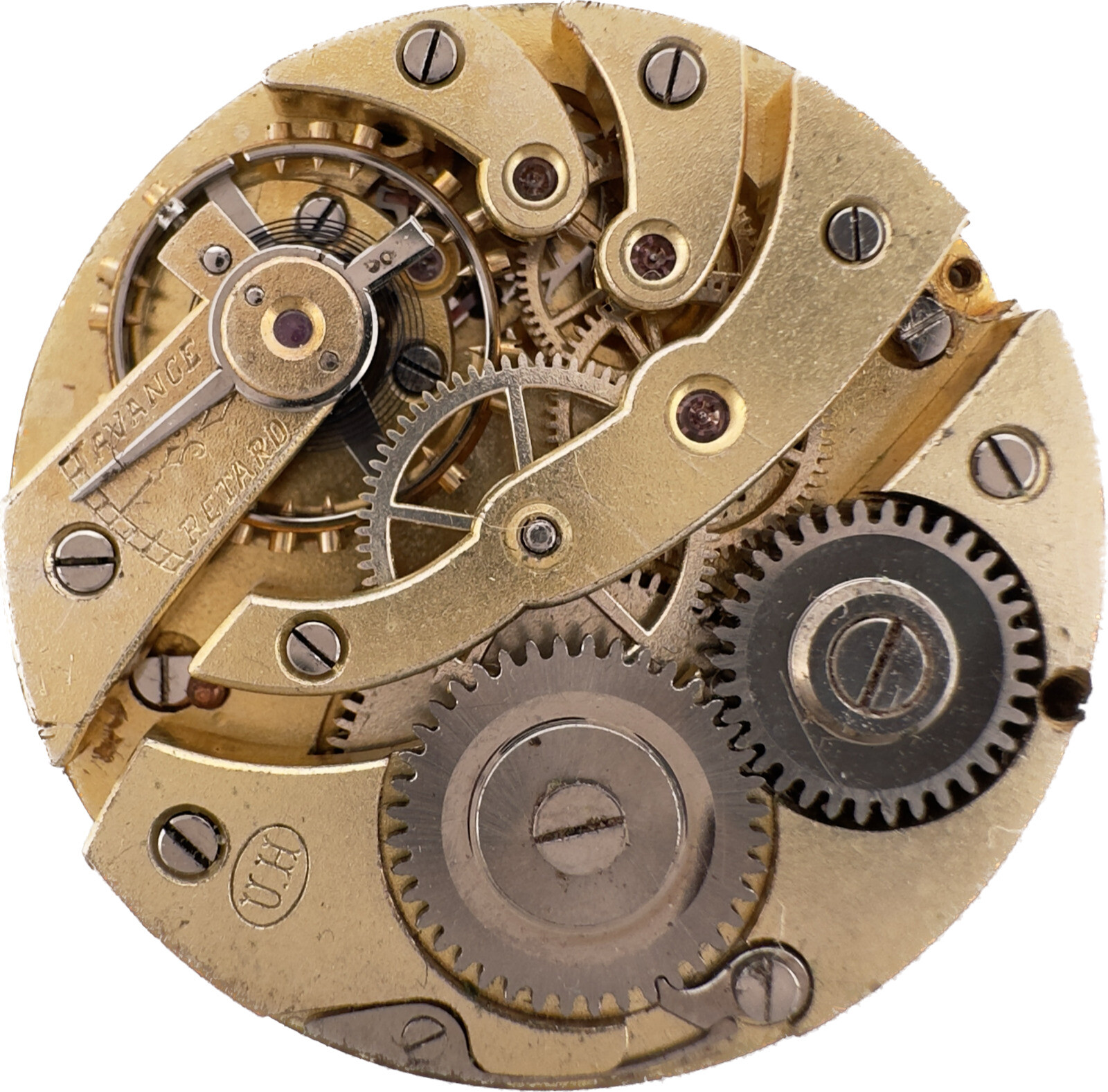 Antique 27.25mm Union Horologere 15Jewel Mechanical Hunter Pocket Watch Movement