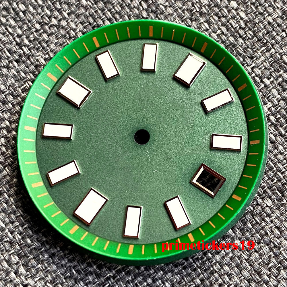 33.4mm Black/Blue/Green Sterile Watch Dial Date Window Fit NH35 NH36 Movement