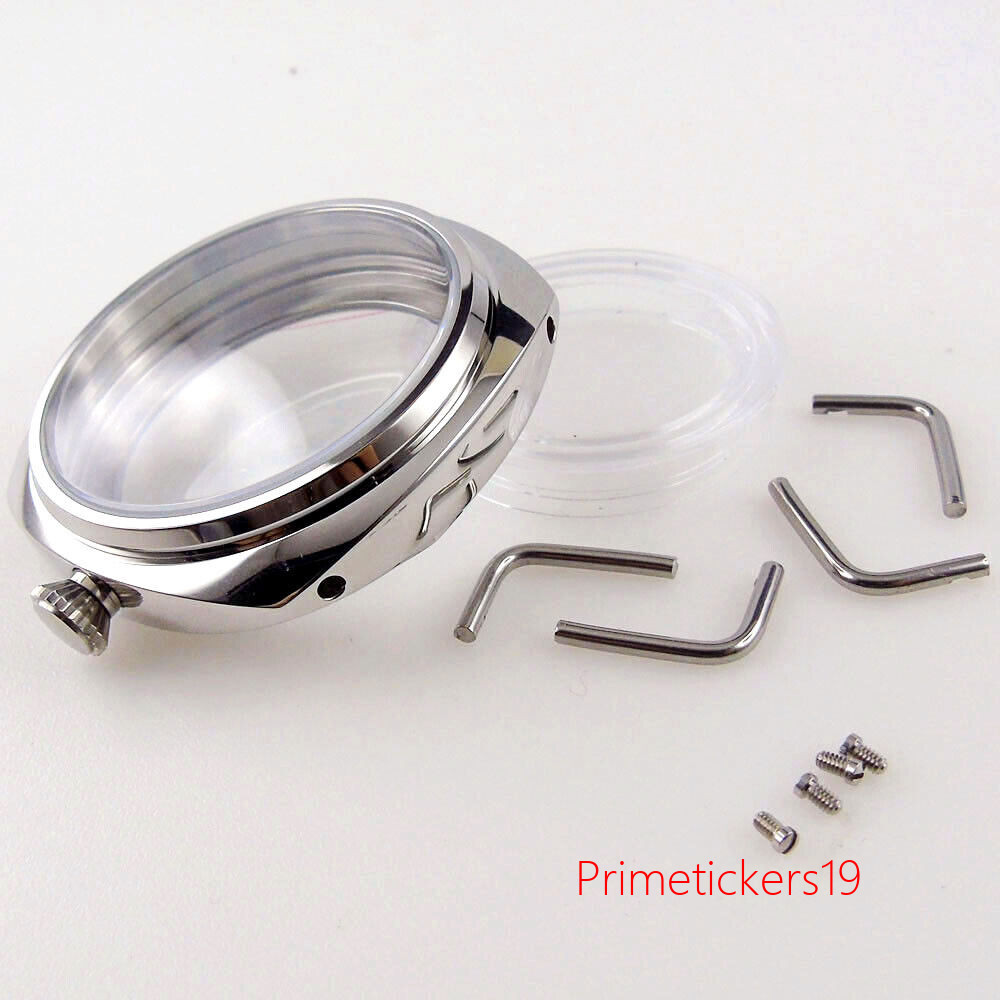 45mm Stainless Steel Watch Case Sandwich Dial Hands Fit ETA6497 6498 ST3600 3620