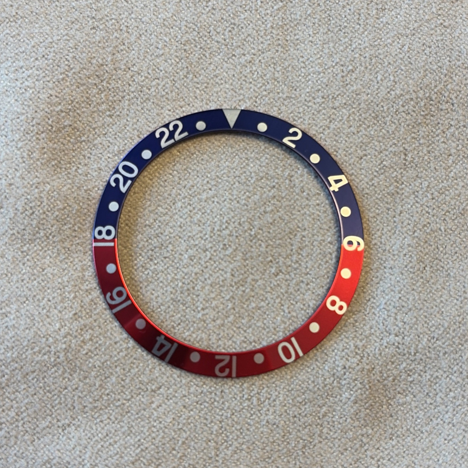 NEW BEZEL INSERT PEPSI ALUMINUM FOR ROLEX GMT BLUE RED. 37.5 x 30.7 mm