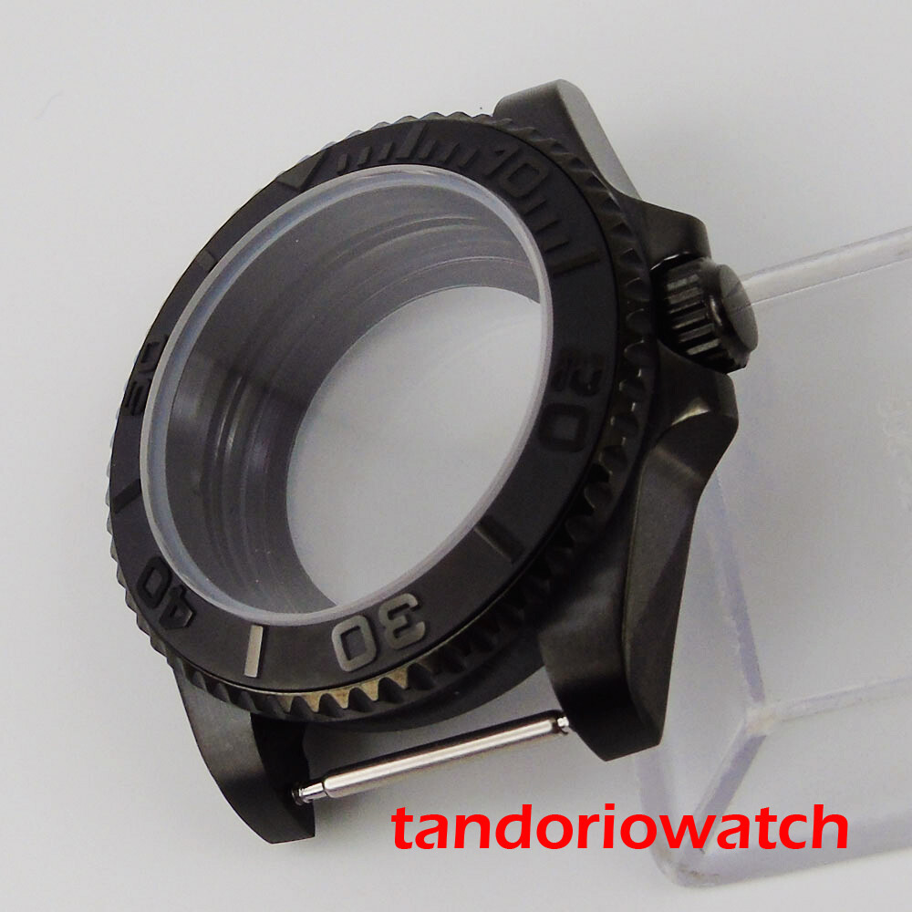 Brushed Black PVD Watch Case Fit ETA2824 NH34A NH35A MIYOTA 8215 Ceramic Bezel