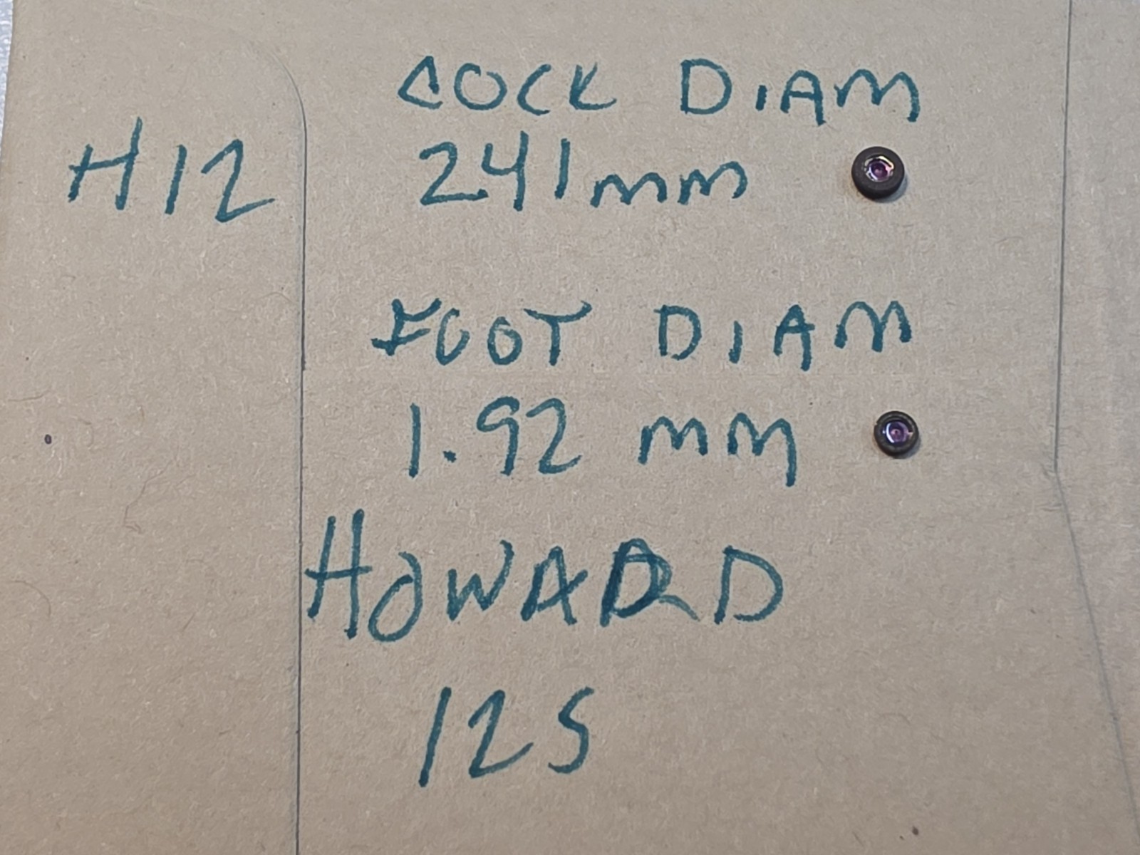 Set Of Howard 12s Balance Cock And Foot Hole 12 Jewels Parts Spares Repairs