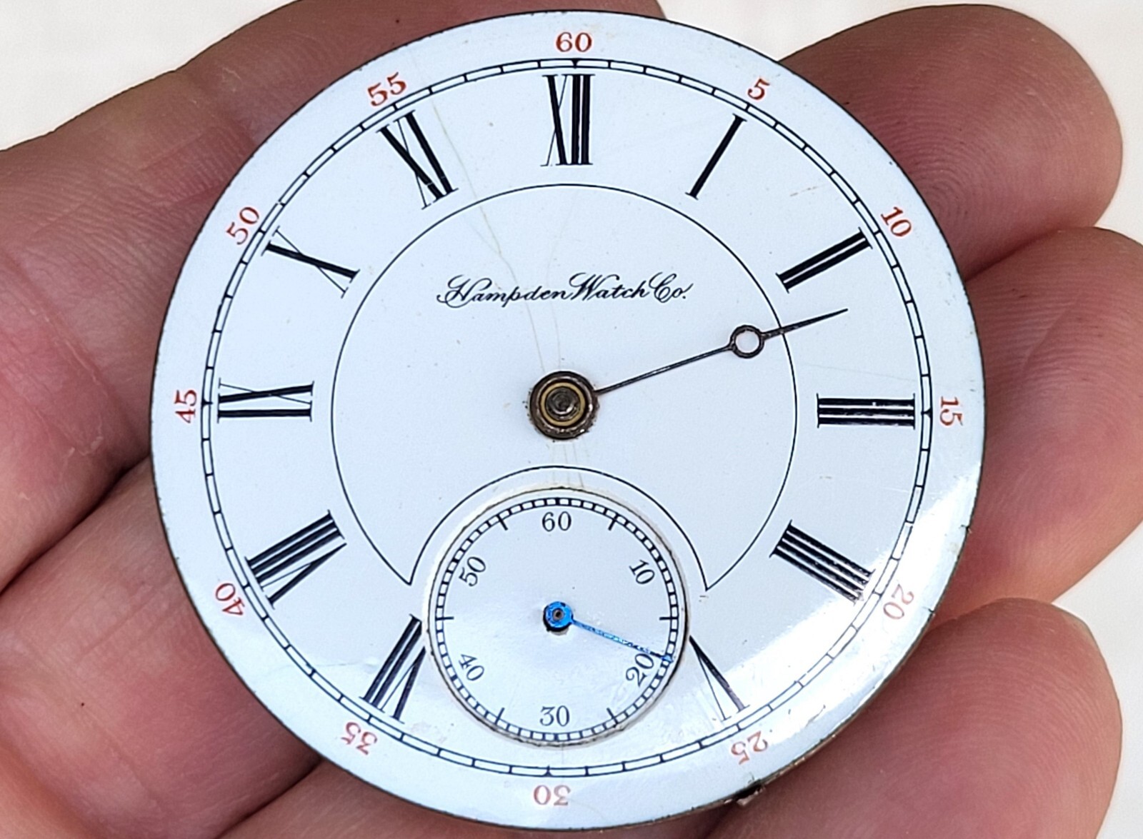 Hampden Dueber Pocket Watch Movement & Dial Face c1894 Antique AS IS