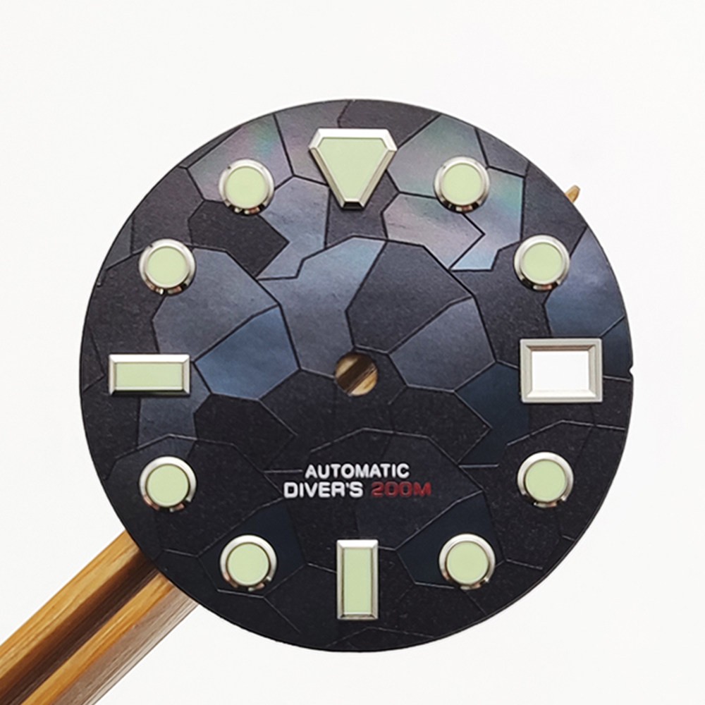 28.5mm Lume Diver Dial Mosaic Pattern Fit Auto Movement Mod