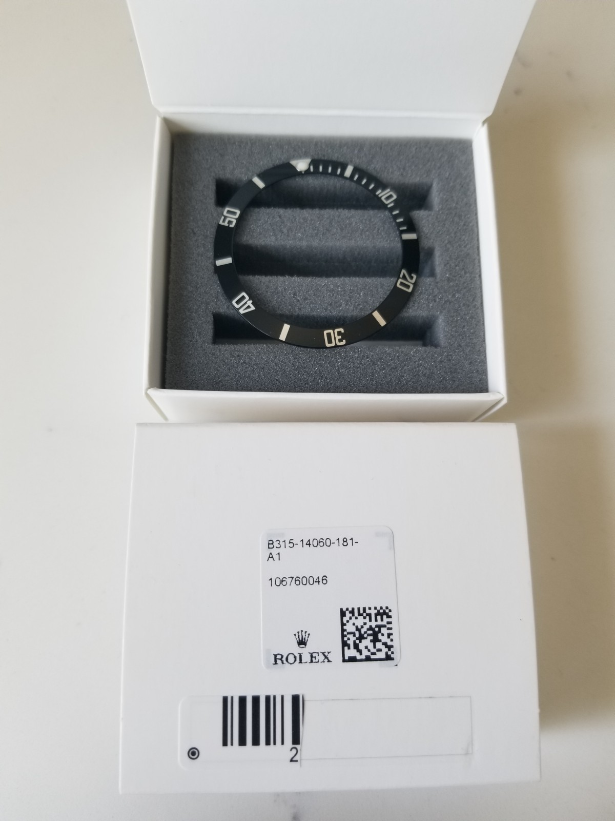 ROLEX GENUINE BEZEL INSERT, FOR SUBMARINER NO-DATE 14060 NEW, B315-14060-181-A1
