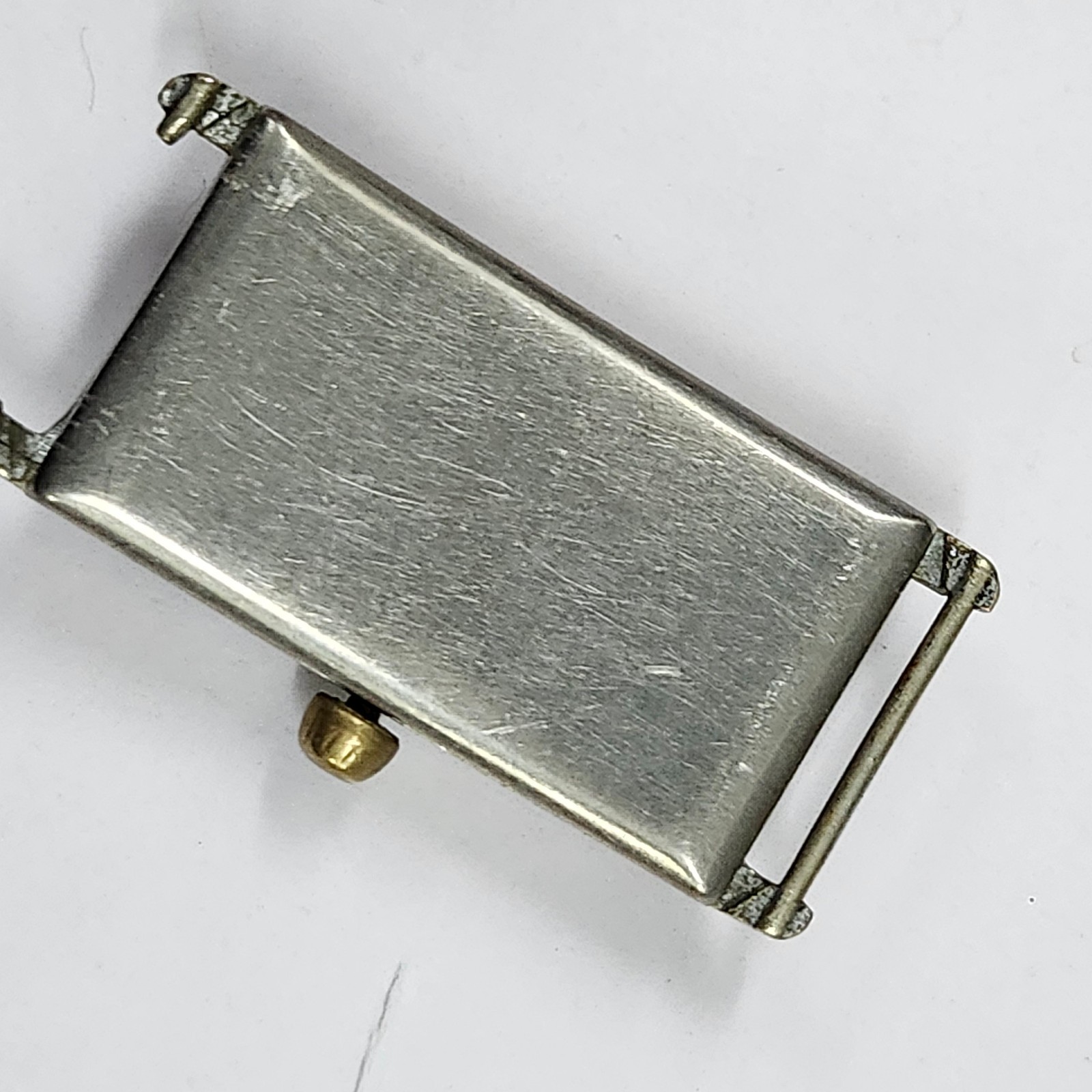 15-Jewel Rectangular Watch Movement & Stainless Steel Back Case — Parts / Repair