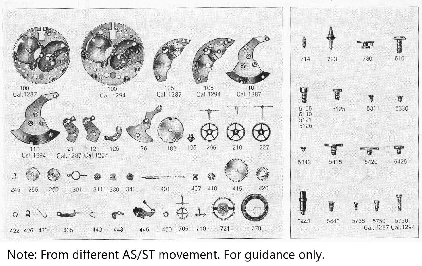 AS 1686/ST 1686 watch movement parts – Select from list
